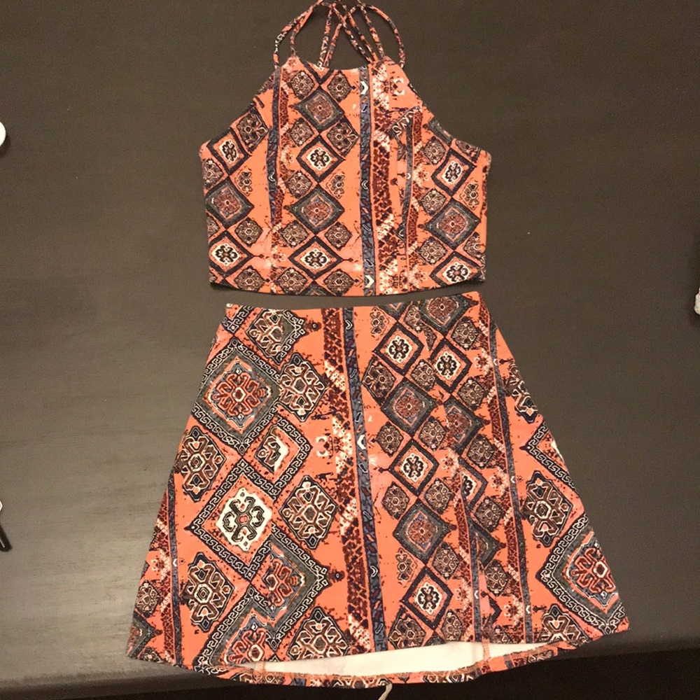 2 piece skirt and crop top set